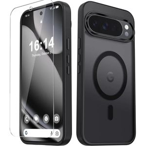 Cases  Matte Magnetic Phone Cover Upgraded, Support for MagSafe, Translucent Frosted Back, Black