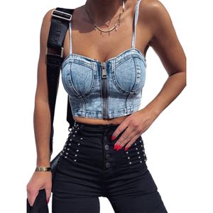 Women Denim Bra Sexy Crop Top Jeans Camisole Vest Sleeveless Tank Tops Club