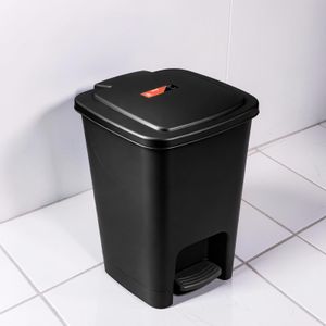 	Hard Gauge Plastic Stable Base Non Slip Bottom 30L Black Hard Plastic Step Pedal Waste Garbage Dust Bin 