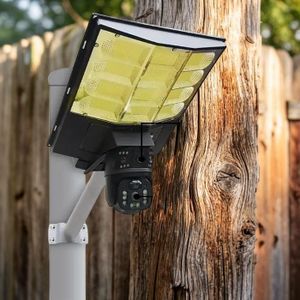 8W High Efficiency Solar Panel Ultra-Low Power 12MP 4G PTZ Multiple Lens Remote View Monitoring Solar Camera with High Brightness Outdoor Security Led Solar Street Light