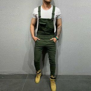 Fashion Men Side Pocket Overalls Black Casual Jogging Pants Spring