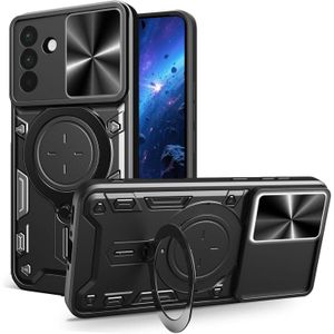 Case with slider camera cover and rotating ring kickstand for Samsung Galaxy A17 4G/5G