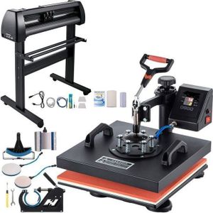 Combo T-Shirt and Mug Printing Starter Kit 2 Feet Plotter and 8 in 1 Heat Press Machine for Home and Commercial Use