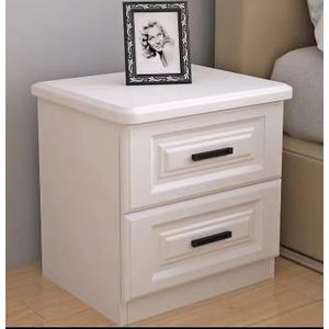 White Modern Wooden Bedside with two Drawer 