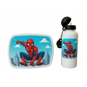 SpiderMan plastic snack box and 600ml water bottle