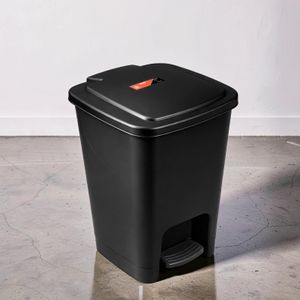 30 Litres Black Hard Plastic Large Capacity User Friendly Step Pedal Garbage Waste Dust Bin