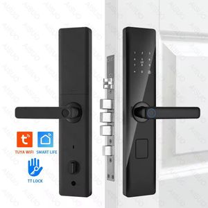 Tuya Wifi Smart Digital Door Lock Code Rfid Ic Card Smartphone App Unlock Zigbee Biometric Fingerprint Smart Locks, 5 ways unlock
