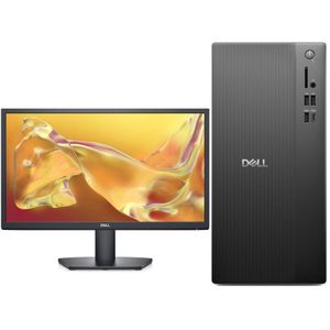 DELL Tower Desktop (ECT1250), Intel Core i3-14100, 8GB RAM, 512GB SSD, Windows 11 Pro, 21.4" FHD Monitor, Black