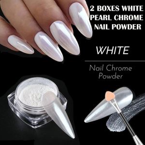 1Box White Chrome Powder Matte Pigment Pearl Nails Nail Art Crystal Shiny  Dust