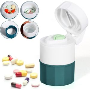 Pill Crusher and Cutter, Pill Grinder for Small Pill and Vitamins, Pill Crusher Grinder Fine Powder, 4-in-1 Medicine Pulverizer Grinder, Pill Cutter with Medicine Storage
