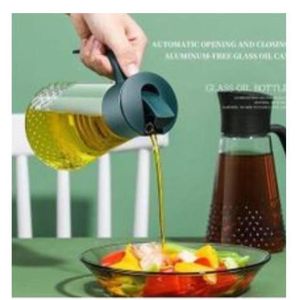 Automatic Oil Pot Glass Dispenser 630ml Leakproof Kitchen Oil Bottle With Handle And Non Drip Spout For Cooking Vinegar Soy Sauce Olive Oil Storage Container Refillable Easy Pouring
