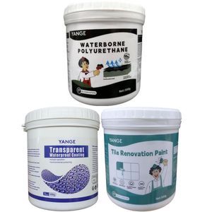 500g YANGE WATERBORNE POLYURETHANE + 500g TRANSPARENT WATERPROOF COATING + 500g TILE RENOVATION PAINT 