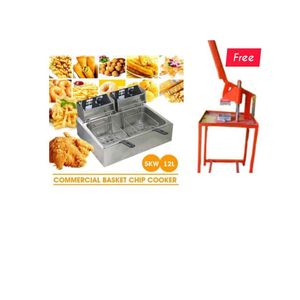 Redberry 6L+6L Double Electric Chips Deep Fryer Machine+COMMERCIAL CHIPS CUTTER