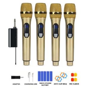 4 Channel UHF Wireless Microphone System Hand-held Dynamic Mic With 5 X 1200mAh Rechargeable Receiver For Karaoke PA DJ Party