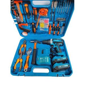 Makita High Quality Heavy Duty Powerful Cordless Drill Set with Metallic Chuck, Spanners and Nuts, Wrenches, Power Drill, Battery, Charger & Necessary Tool Accessories Full Kit
