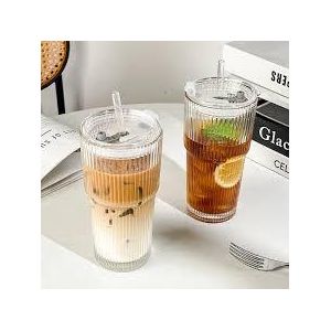 Ribbed Glass Cup 