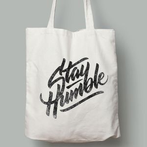 FASHION & BAGS Canvas Tote Bag- Stay HUmble Heavy-Duty Shopping & Laptop Bag Minimalist Black