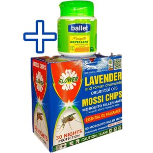 Ballet Mosquito REPELLENT JELLY Moisturizing Soft & Smooth + Flower Mossi Chips LAVENDER & ROMAN CHAMOMILE ESSENTIAL OILS Killer Mats REFILL PACK nk