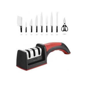 Knife Sharpeners Kitchen Sharpener Three Stages Black & Red