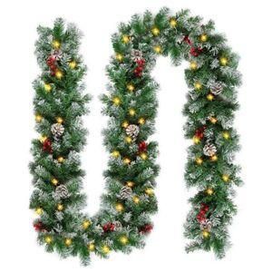 2.7 M Christmas Garland With Decorations And Led Lights 