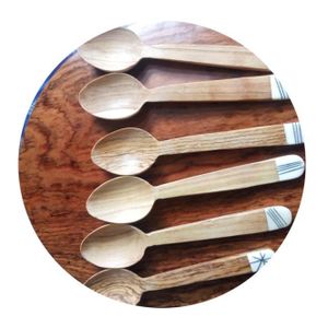 6 pieces of wild olive hardwood table spoons