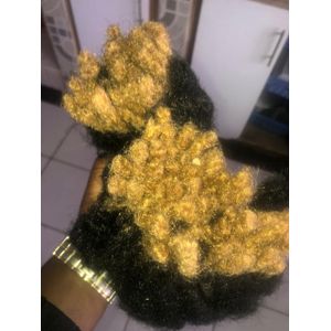 Kinky short artificial black and fire brown mixed locs extensions