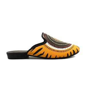 UMOJA Moxxa Jane Ankara – Printed Textile Slip-Ons with Leather Insole and Soft Lining(Orange)