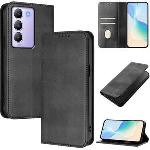 Wallet Black Retro Leather Flip All-Round Protection Cover Case For Vivo V30 Lite