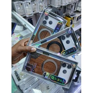 Magnetic Wood-Armor Case (Natural Walnut & Aluminum) with Hidden 360° Ring Stand, Shockproof Protective Wooden Cover for iPhone 17 Pro Max – Natural Black Edition