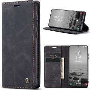 Caseme Phone Case For Wallet Retro Black Suede Leather Flip Case For Samsung Galaxy S21