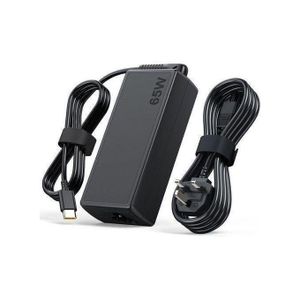 Lenovo 65W USB Type-C Laptop Charger – Fast Charging Type-C AC Adapter with Power Cable (Complete Set)
