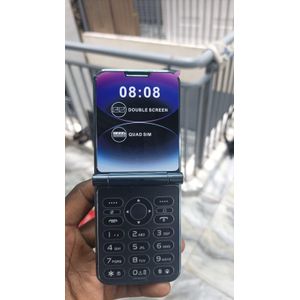 Flip Dual Screen Quad SIM Keypad Phone – Large Keypad, Long Battery Life
