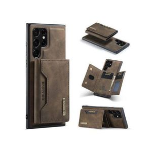 DG Ming DG.MING 2 in 1 Leather Detachable Wallet Case for Samsung Galaxy S25 Ultra – Magnetic Flip Cover with RFID Blocking, Shockproof TPU Protection, Card Holder & Kickstand (Coffee Brown)