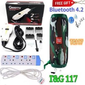 Inextention Geemy BEST SHAVER // GOOD SHAVING MACHINE // Electric Hair Clipper Barbering Machine - Kinyozi / Electric Hair Trimmer Barbering Machine - Kinyozi  + 4 way power extension + Bluetooth Wireless speaker
