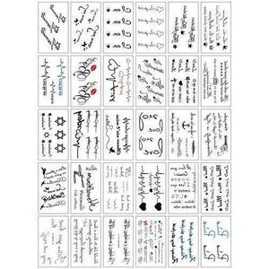 Homarom Temporary Tattoo Body Art Sticker - 30 Differ Sheets Artistic Letters,Each Sheet Size 5.7x9.7cm