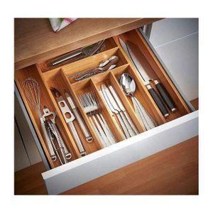 Expandable Bamboo Drawer Organizer Kitchen Utensils Holder Adjustable Cutlery Tray Wooden Drawer Dividers Organizer