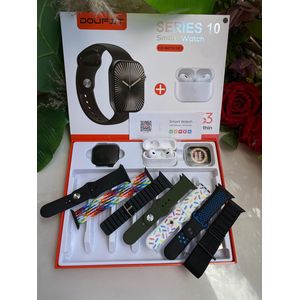 DOUFIT D28 Series 10 Smart Watch Gift Pack with 7 Straps, Earbuds, and Smart Case