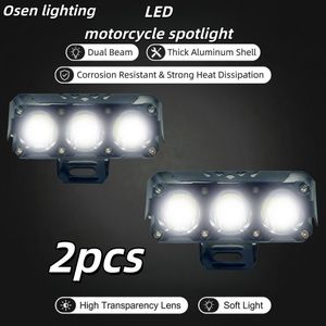 Osen lighting 2pcs LED Motorcycle Lights, Dual Color Driving Lights, 3 Lens Spotlights For SUV UTV - Black-switch on