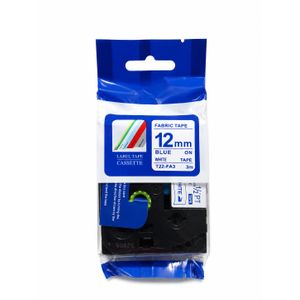 Compatible Label TZE-FA3 12mm Fabric Tape - Blue on White, 3m Length