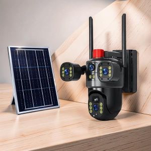 Up to 128GB TF Card Storage 4G PTZ Triple Lens with Remote Control Solar Powered Camera