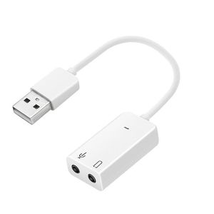 Bn 7.1 USB External Sound Card Audio Adapter, USB2.0 to 3.5MM Audio Output Microphone Input Converter Plug and Play (1pc, White)