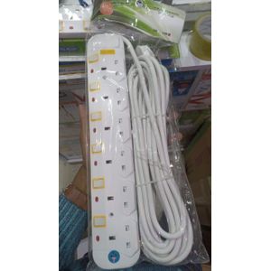 Jsb 6-Way Socket Power Extension Cable 10m Long With Surge Protector