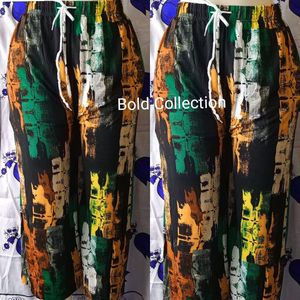 Fashion Stunning Leafy Floral Cotton Multicolor Palazzo Pants(Size