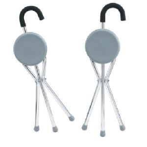 SunPower Walking Stick With Seat, Chrome Color