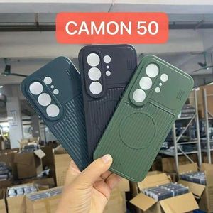 Tecno Camon 50 Pro soft Silicone Back Cover Case With Magsafe and Camera Protection - Black