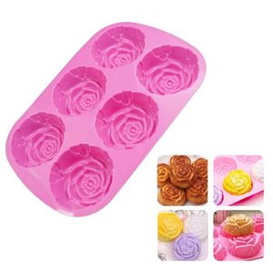 1pc Flower Design DIY Silicone Mold, 6 Grid Rose Soap Mold For DIY