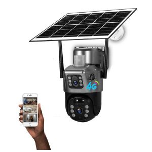 4G SIM Card Enabled 12MP PTZ Rotating Dual Lens Outdoor Smart Security Monitoring Solar Camera