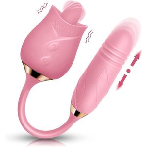 Rose dual sucking and thrusting Adult Tool Stimulator for Women, Quiet 10 Speed Adult Toys Waterproof Automatic Electric Adult Toys Machine Pleasure Rose sucker sex toy vibrator for Women