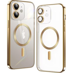 iPhone 12 Phone Case, Gold Electroplated Clear Case with Magnet for Magsafe & Wireless Charging Support for Second Device