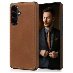 Samsung Galaxy A36 Phone Case, Brown Full Hard Case Classic Soft PU Leather Protective Cover